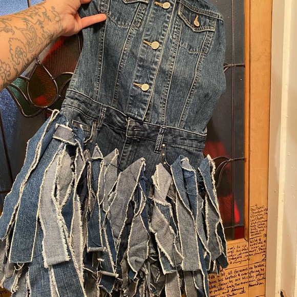 Handmade reconstructed denim dress - Picture 1 of 2